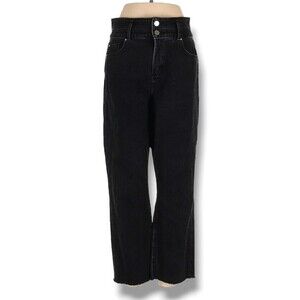 Ann Taylor The Straight Crop Jeans Size 8 Black High Waist Relaxed Preppy Baggy